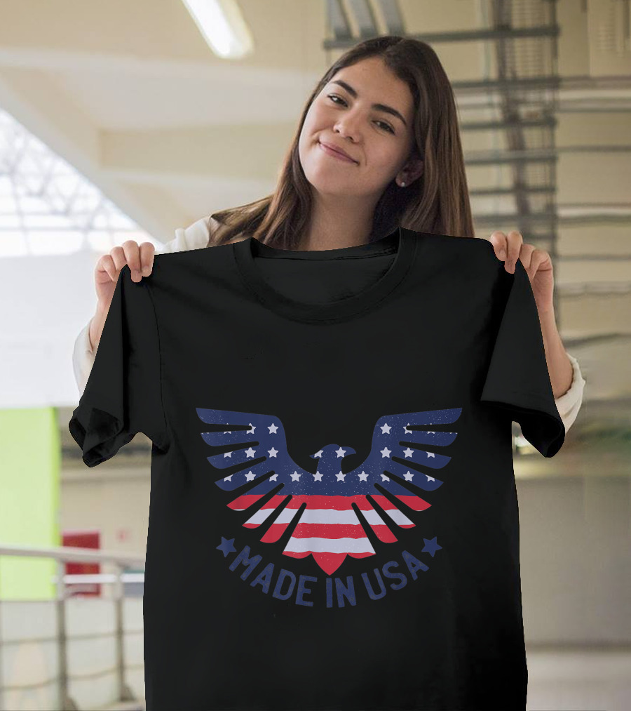 American Pride Eagle July 4th Stars and Stripes Made in USA T-Shirt