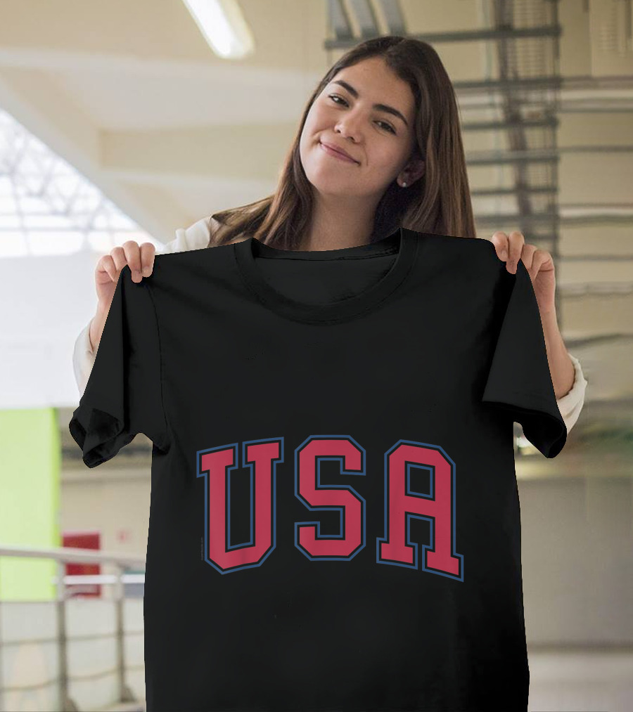 USA Women Men Patriotic American Pride 4th of July Retro Varsity T-Shirt