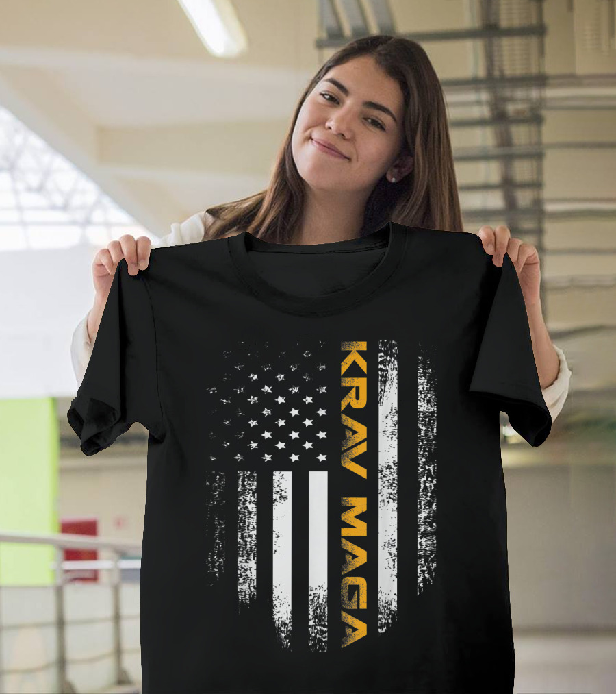 Vintage American USA Flag Krav Maga T-Shirt