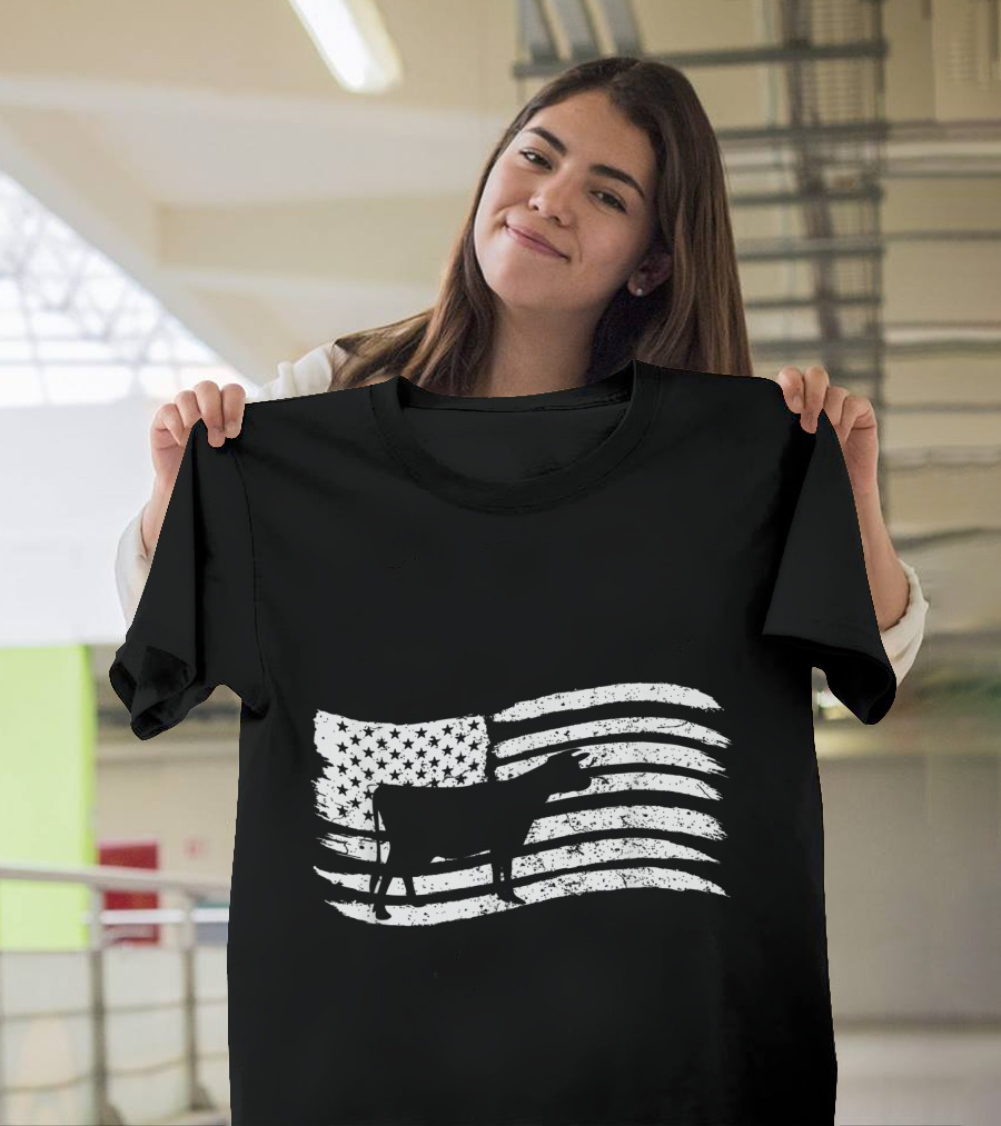 Vintage American Flag with Cow T-Shirt