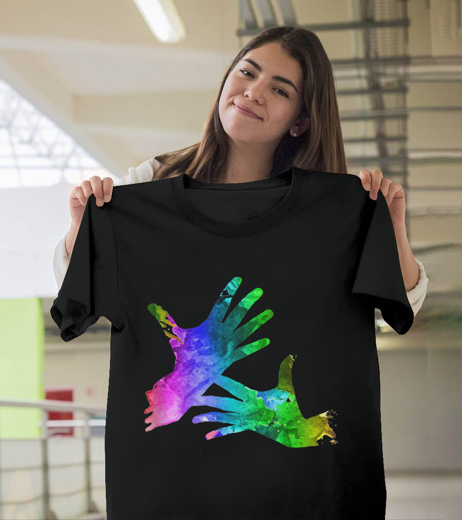 Express Yourself ASL Poetry with Colorful Hand T-Shirt