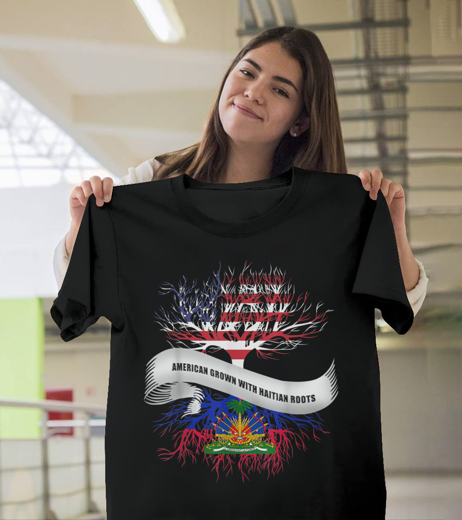 American Grown With Haitian Roots Flag Tree T-Shirt