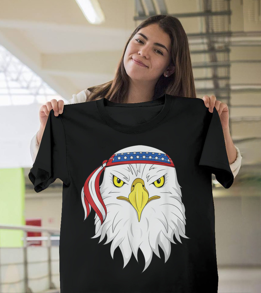 Eagle 4th of July Patriotic Family Men Kids Boys American Flag Headband T-Shirt