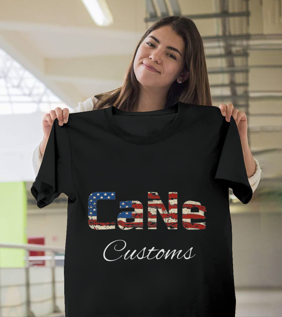 Cane Customs American Flag Font T-Shirt
