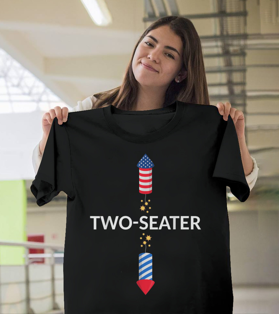 Two Seater Fireworks American Flag 4th of July T-Shirt