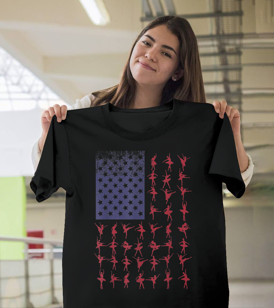 Ballet Dancer Kids American Flag July 4Th T-Shirt