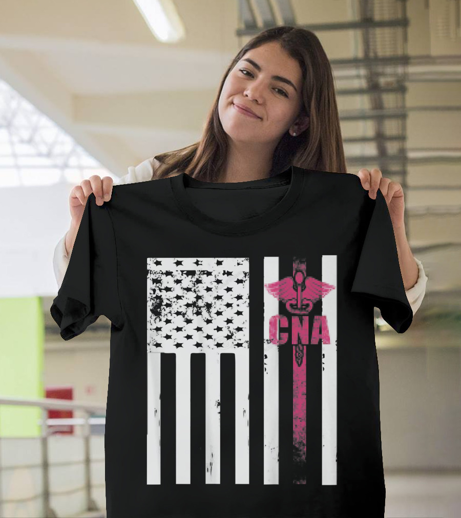 American CNA Flag with Medical Symbol Patriotic CNA T-Shirt