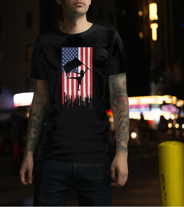 Patriotic Color Guard Dripping American Flag 4th Of July T-Shirt
