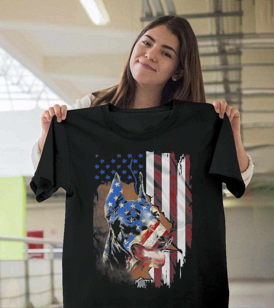 Tattoos American Flag Dober Dog American Patriot T-Shirt