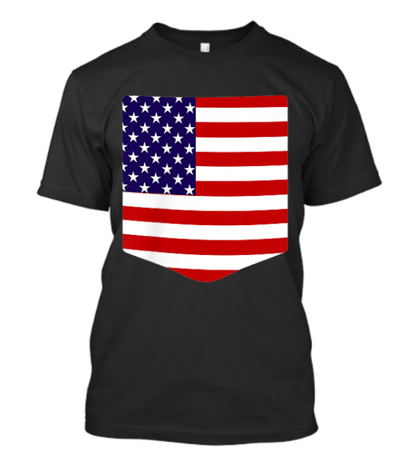 4Th Of July American Flag Stars And Stripes Fake Pocket T-Shirt