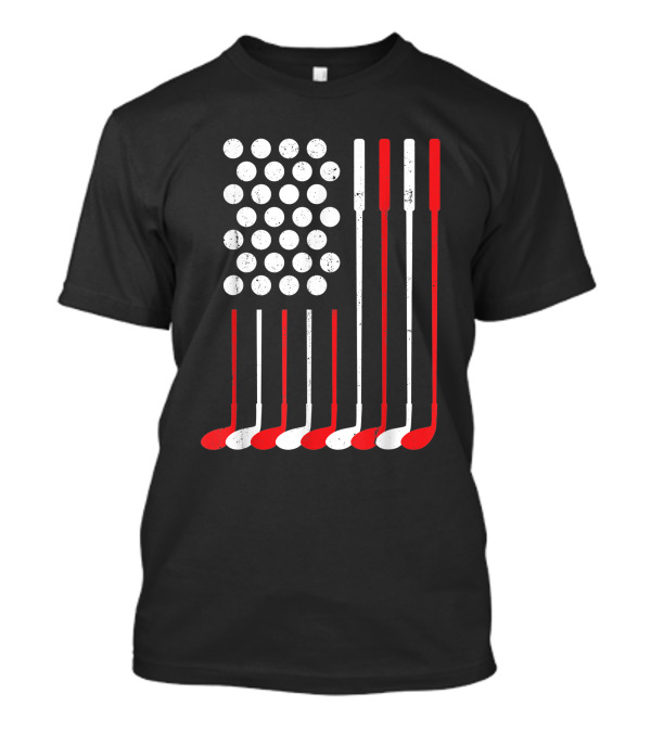 American Flag Golf Clubs And Balls Patriot Happy 4th Of July T-Shirt