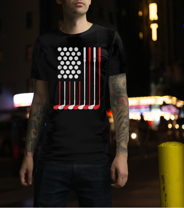 American Flag Golf Clubs And Balls Patriot Happy 4th Of July T-Shirt