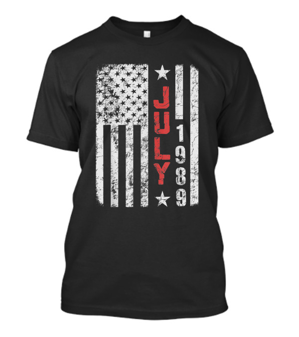 July 1989 American Flag Stars Stripes Birthday T-Shirt