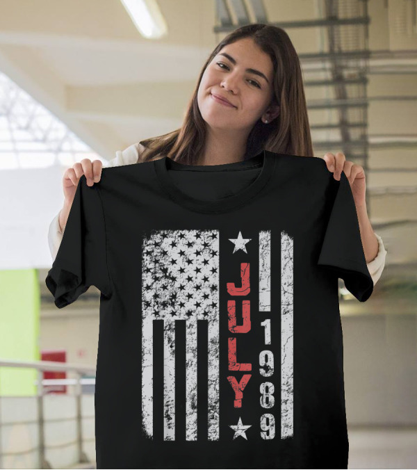 July 1989 American Flag Stars Stripes Birthday T-Shirt