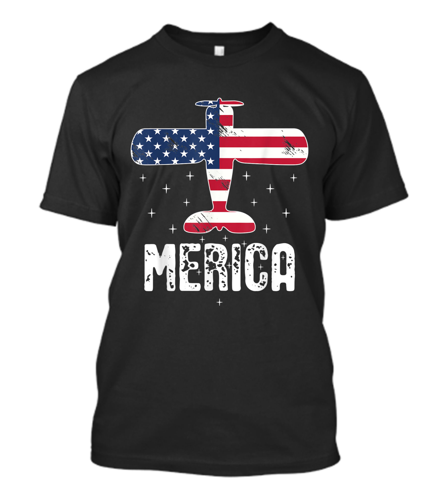 Merica Aviator American Flag Airplane 4th Of July Stars T-Shirt