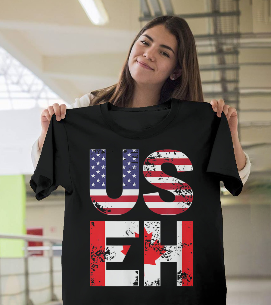 US EH I Funny Canada American Flag USA Canada Flags T-Shirt