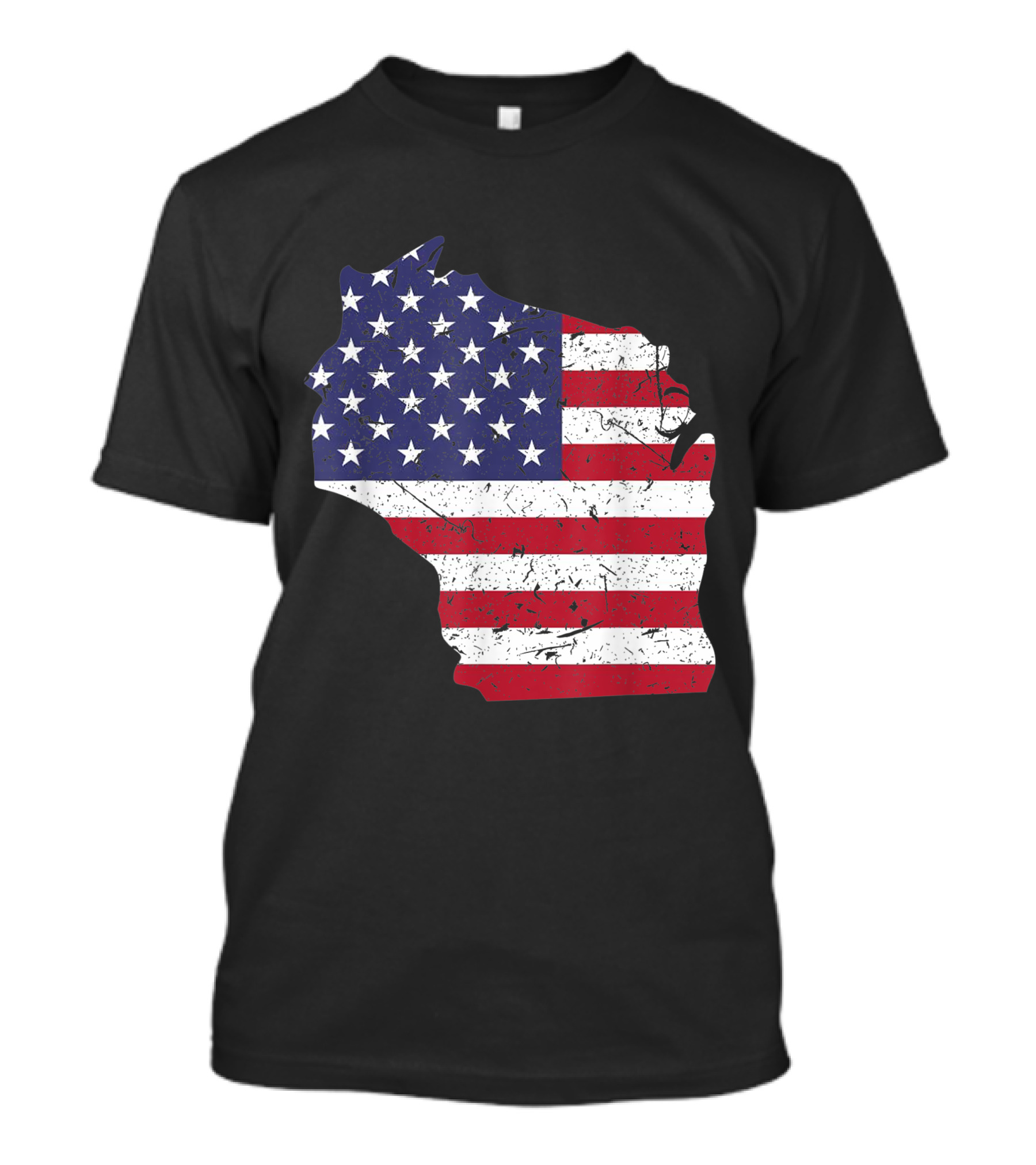 Wisconsin Map American Flag 4th Of July Pride T-Shirt