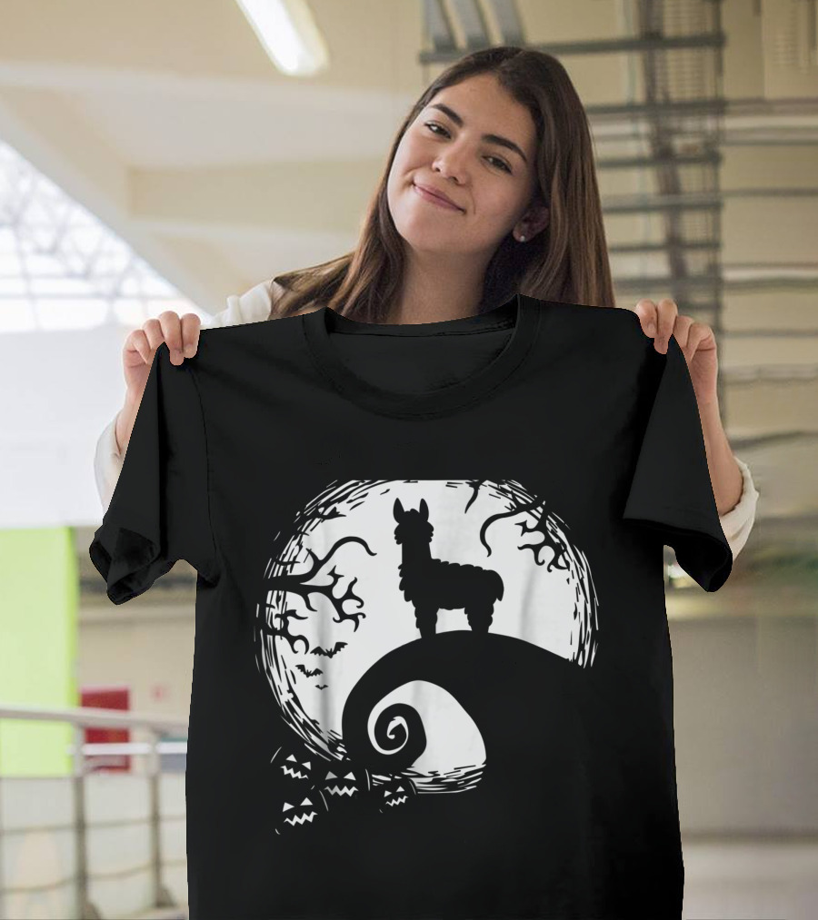 Nightmare Before Christmas Funny Llamas And Moon T-Shirt
