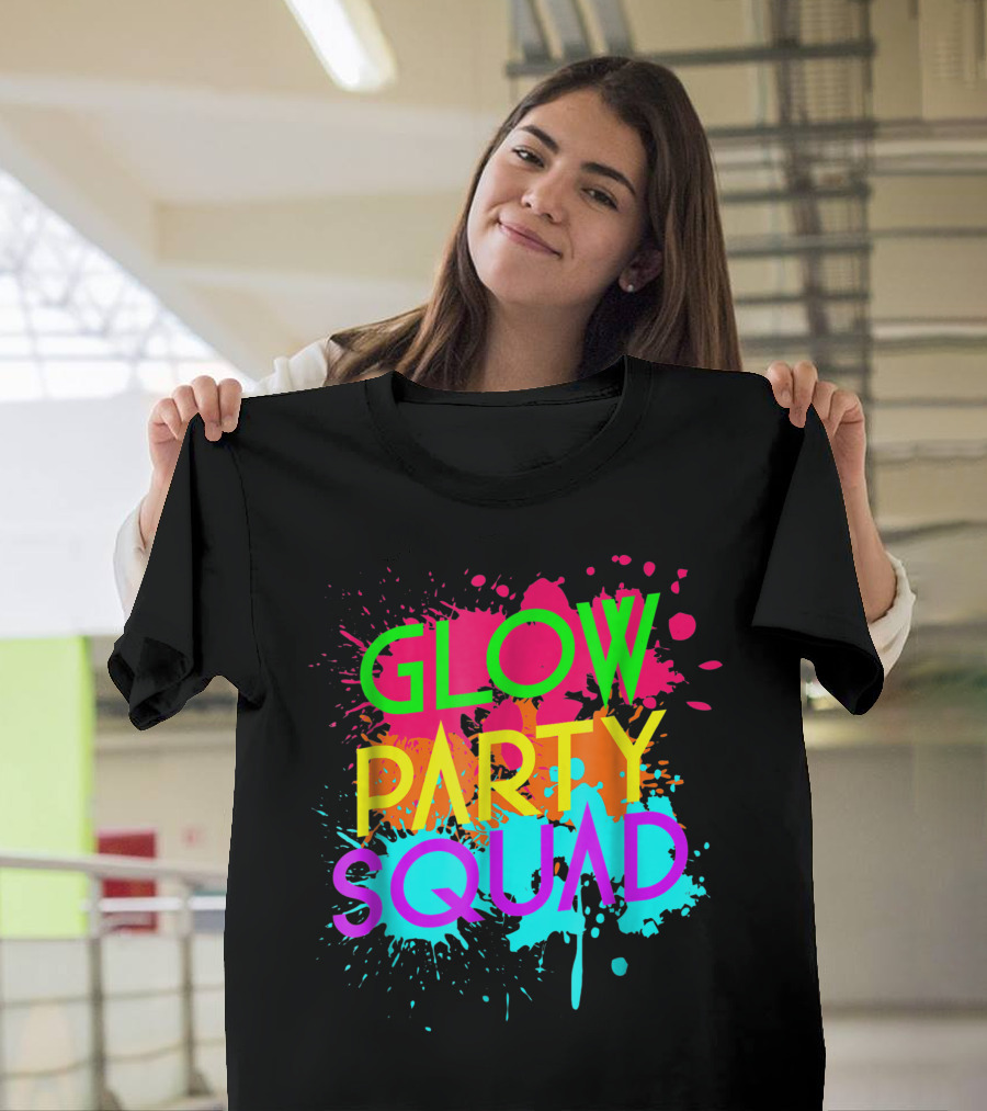 Glow Party Squad Neon Effect Group Colors Splatter T-Shirt