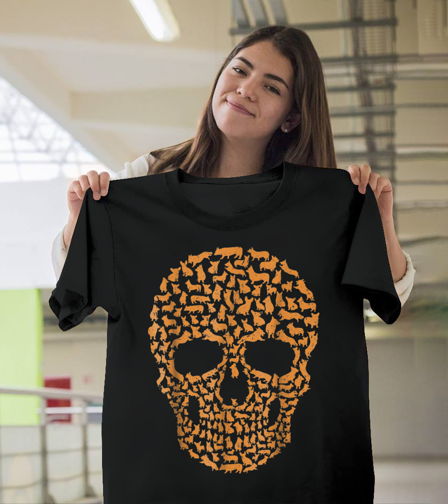 Dog Corgi Skull Halloween T-Shirt