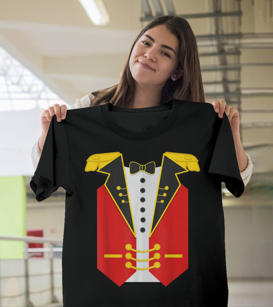 Ringmaster Costume Halloween Circus Outfit Style with Red Jacket and Gold Accents T-Shirt