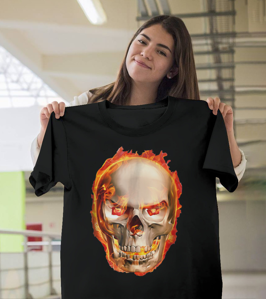 Skull Fire Face Awesome T-Shirt