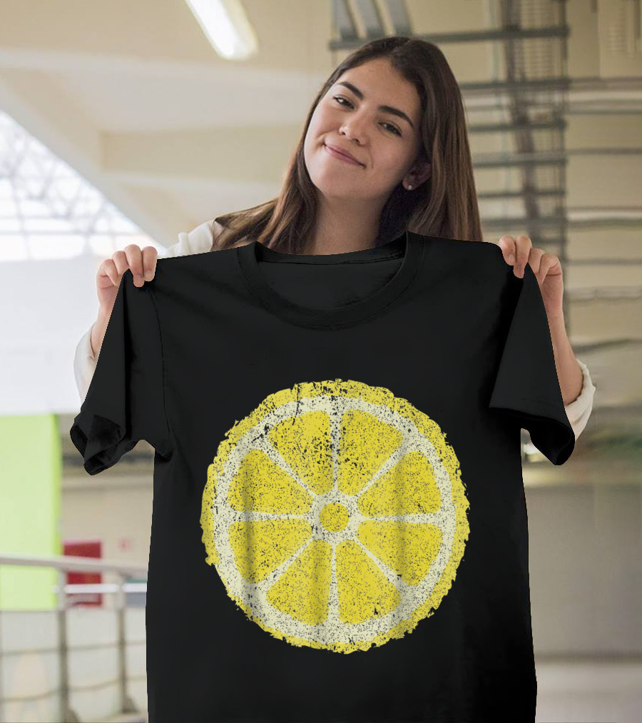 Yellow Lemon Vintage Slice Grunge Look T-Shirt