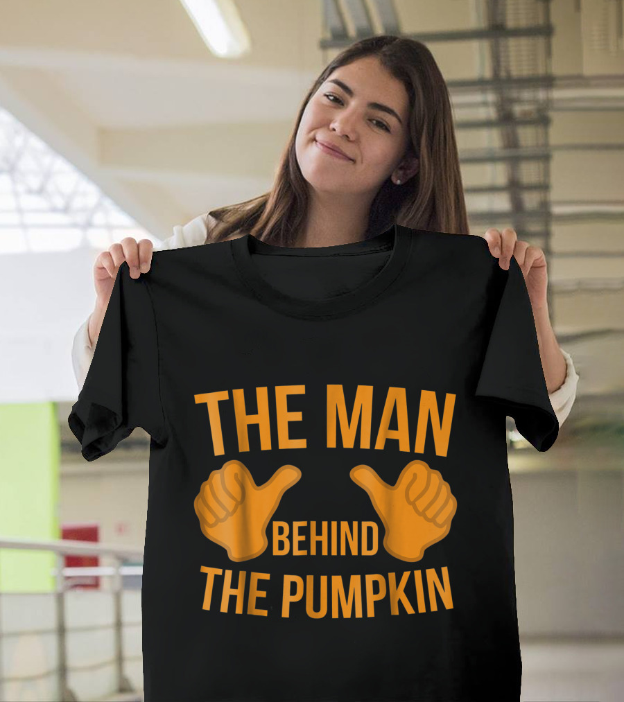 The Man Behind The Pumpkin Funny Halloween Thumbs Up T-Shirt