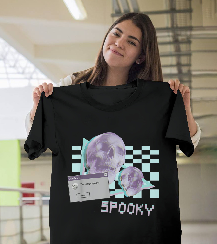 Spooky Skeleton Aesthetic Time to Get Spooky October 31 Vaporwave T-Shirt