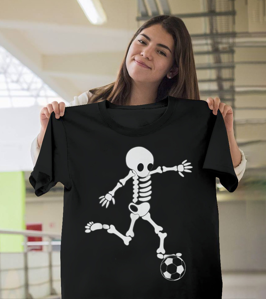 Soccer Skeleton Kicking Soccer Ball T-Shirt