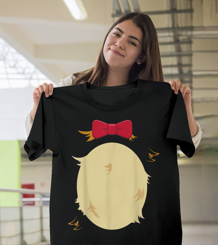 Bear Costume Halloween One Sided Red Bow Blonde Hair Cartoon T-Shirt