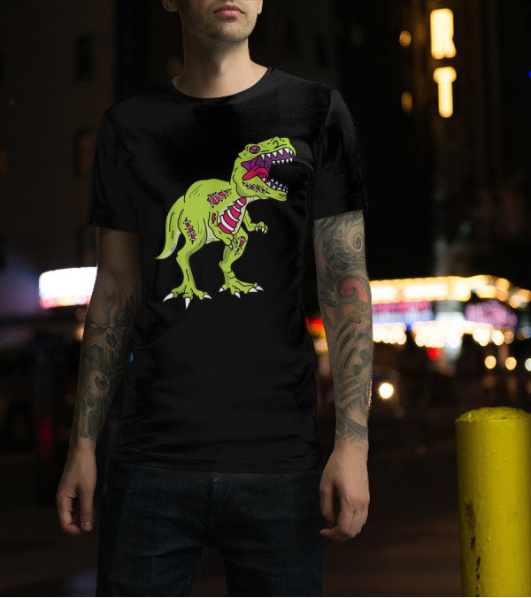 T Rex Zombie Scary Tyrannosaurus Rex Halloween Dinosaur Undead Reptile T-Shirt