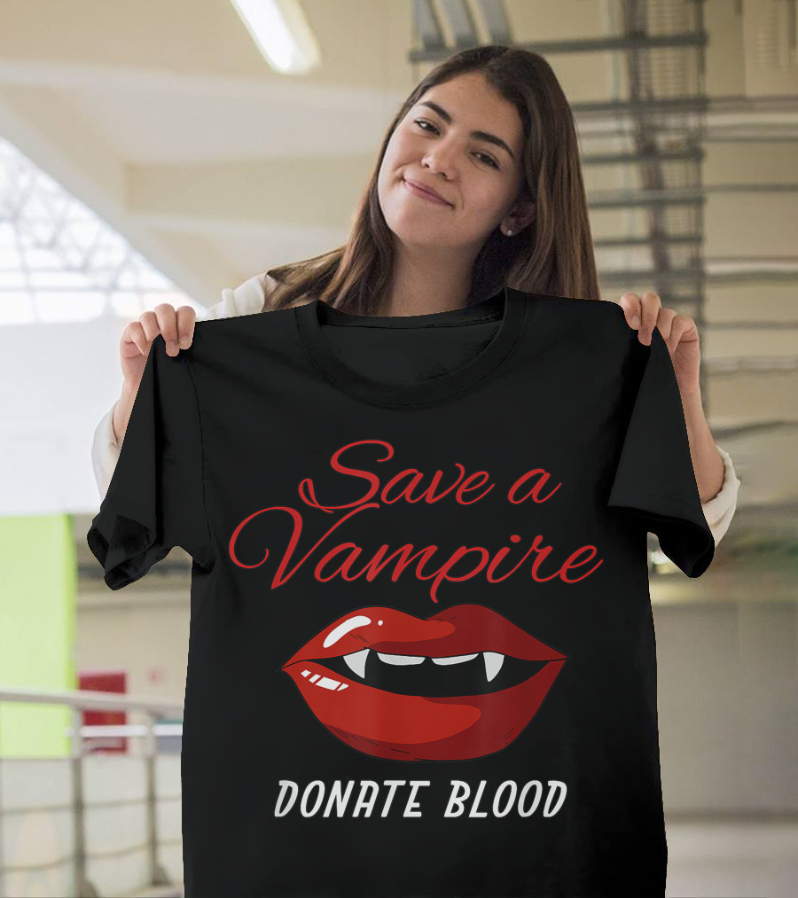 Save a Vampire Donate Blood Halloween T-Shirt