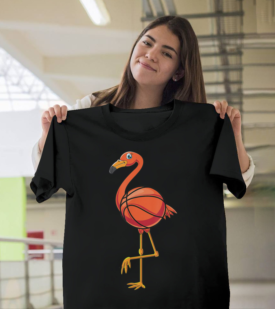 Spooky Flamingo Pumpkin Halloween Basketball Lover Sport Hybrid T-Shirt