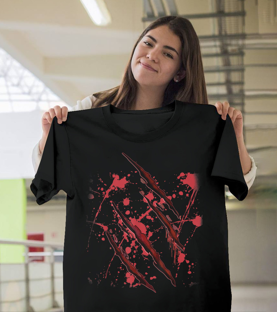 Bloody Slash Halloween Costume Party Splatter Claw Marks T-Shirt