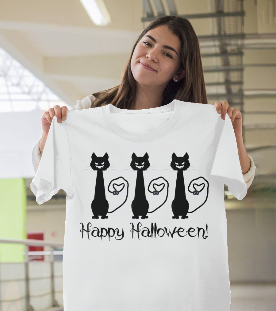 Happy Halloween 3 Black Cats Hocus Pocus T-Shirt