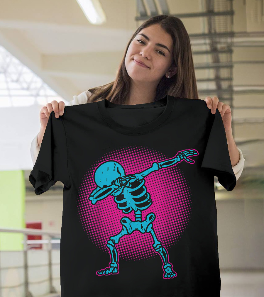Funny Dabbing Skeleton Kids Adults Halloween Costume T-Shirt