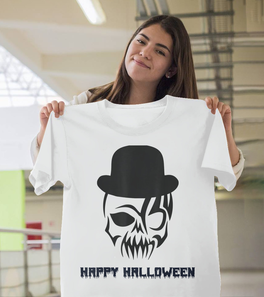 Happy Halloween Skull with Top Hat T-Shirt