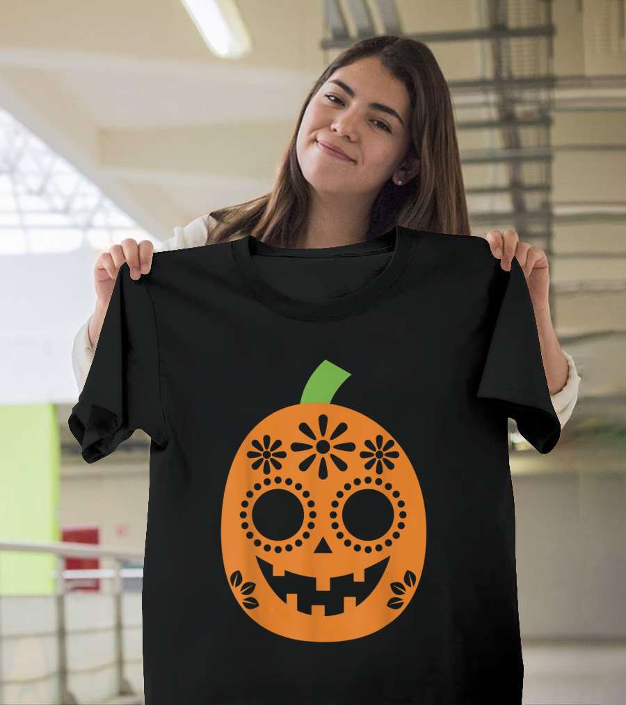 Day of the Dead Cute Sugar Skull Pumpkin T-Shirt