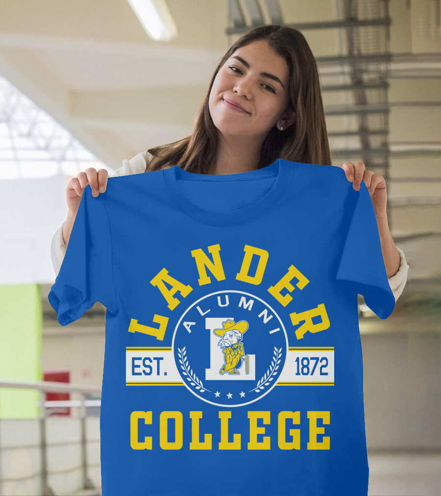 Lander College Alumni Est. 1872 Blue and Yellow T-Shirt