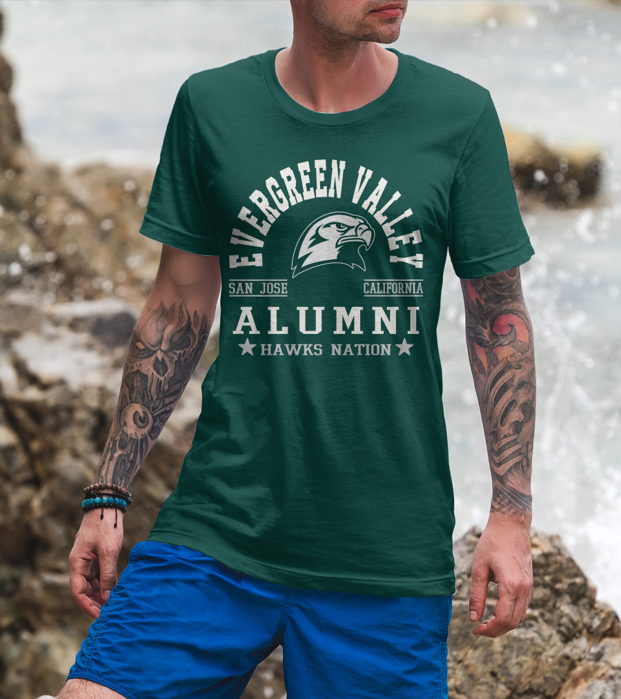 Evergreen Valley San Jose California Alumni Hawks Nation T-Shirt