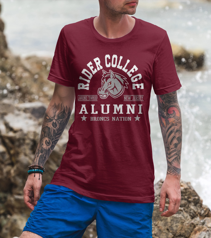 Rider College Alumni Broncs Nation Lawrence Township New Jersey T-Shirt
