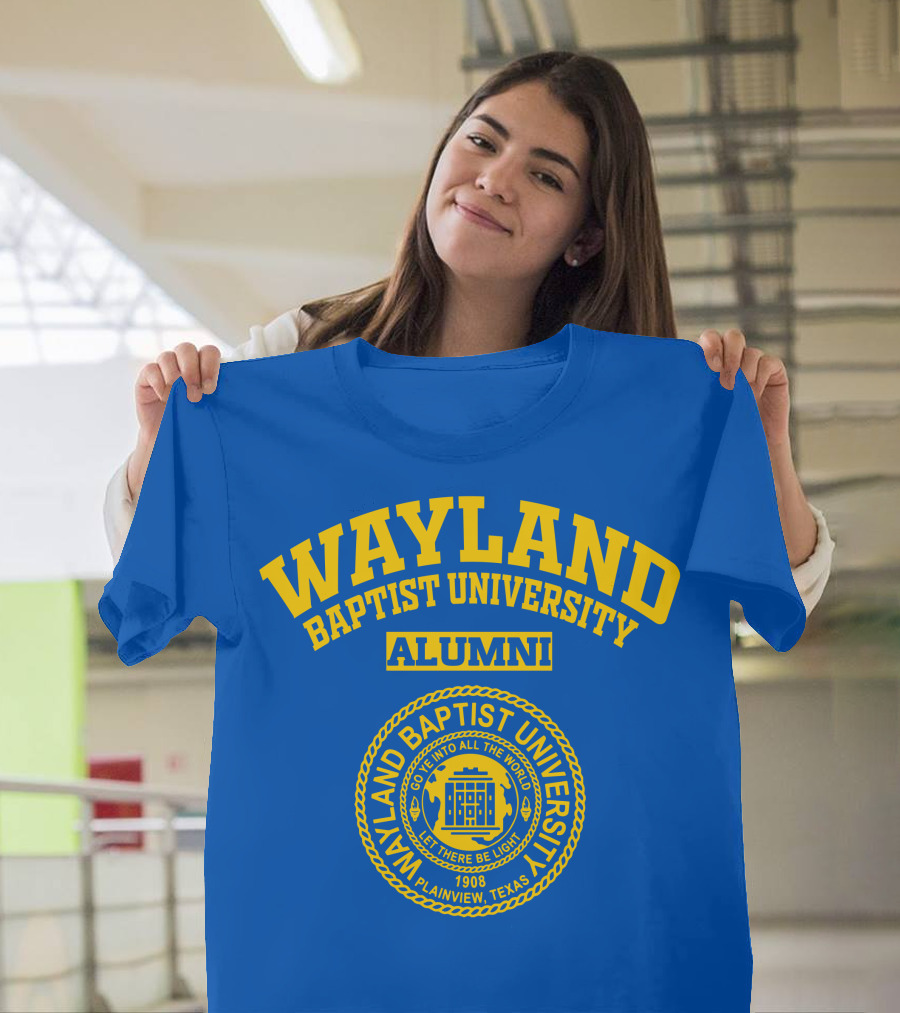 Wayland Baptist University Alumni Seal 1908 Plainview Texas Blue And Gold T-Shirt