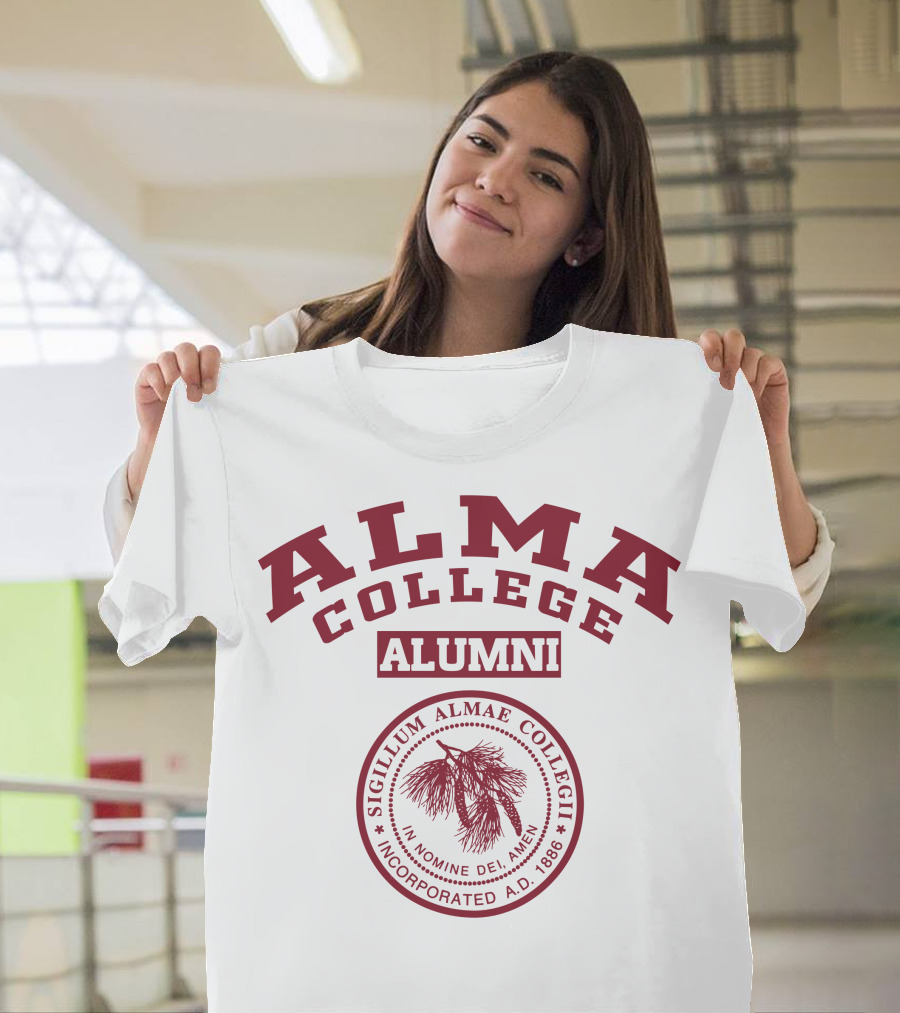 Alma College Alumni Seal Sigillum Almae Collegii Incorporated A.D. 1886 T-Shirt