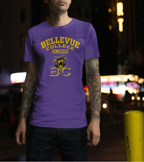 Bellevue College Alumni BC Bear Logo Purple T-Shirt