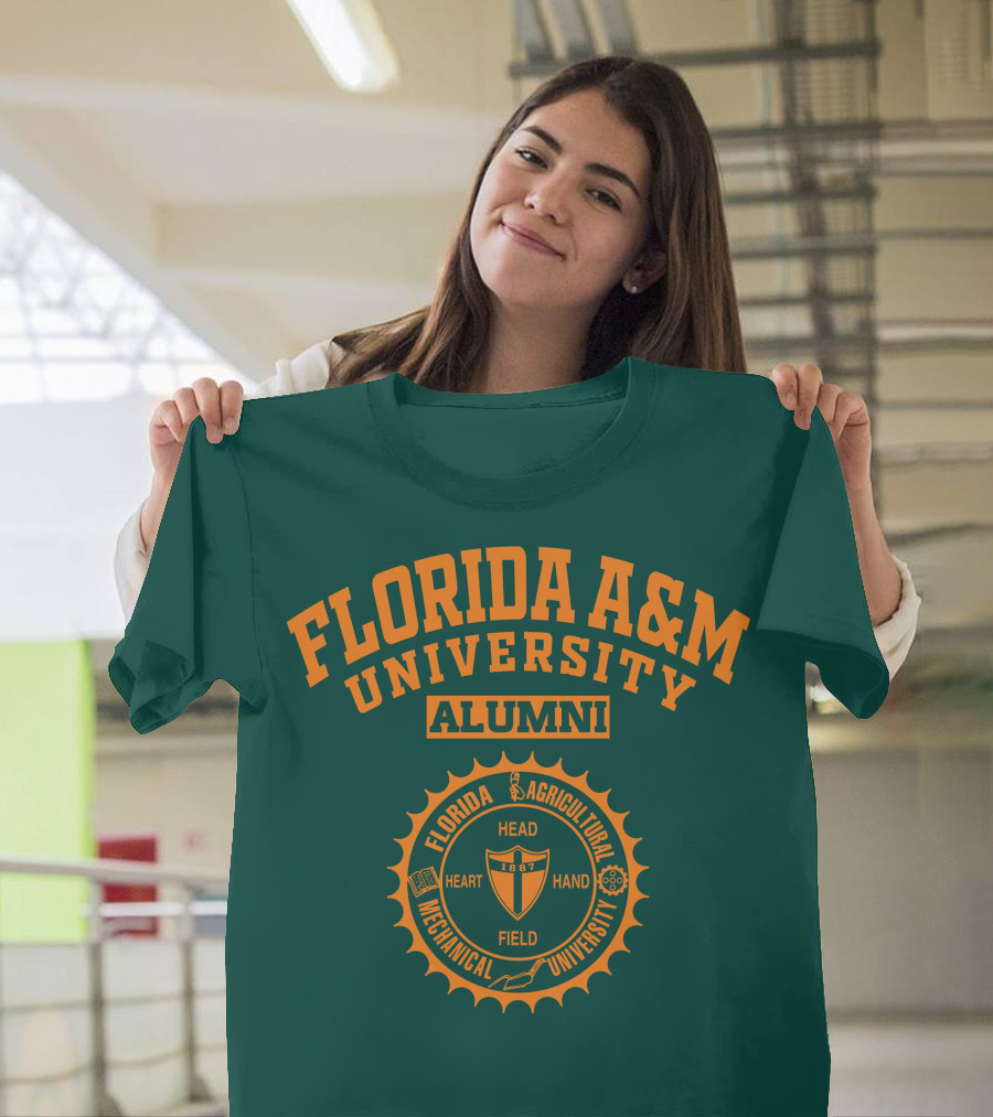 Florida A&M University Alumni 1887 Seal Head Heart Hand Field T-Shirt
