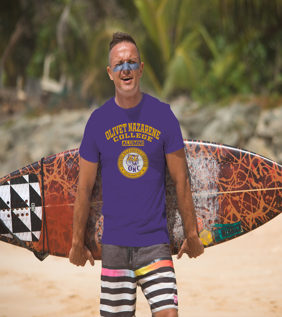 Olivet Nazarene College Alumni Tiger ONC Established 1907 Purple Yellow T-Shirt
