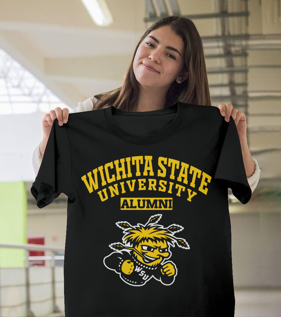 Wichita State University Alumni WSU Logo with WuShock Mascot T-Shirt
