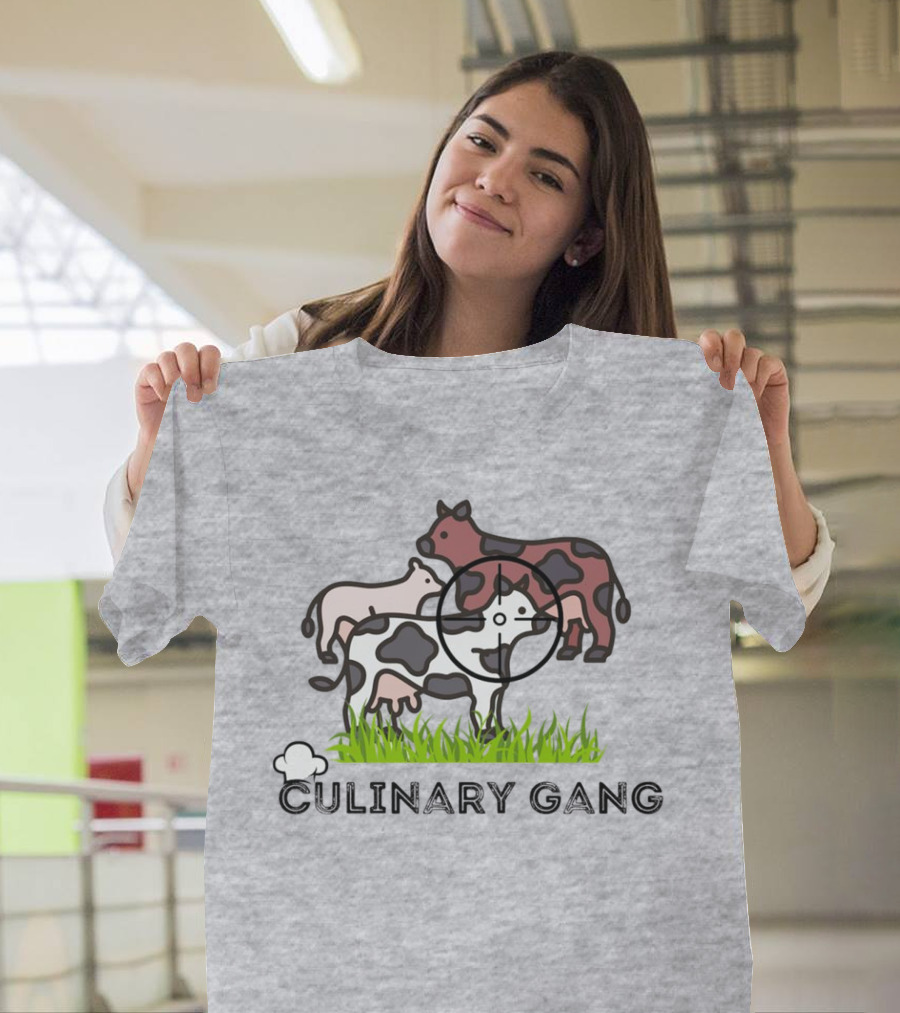 Culinary Gang Cow Trio Targeting Humor T-Shirt