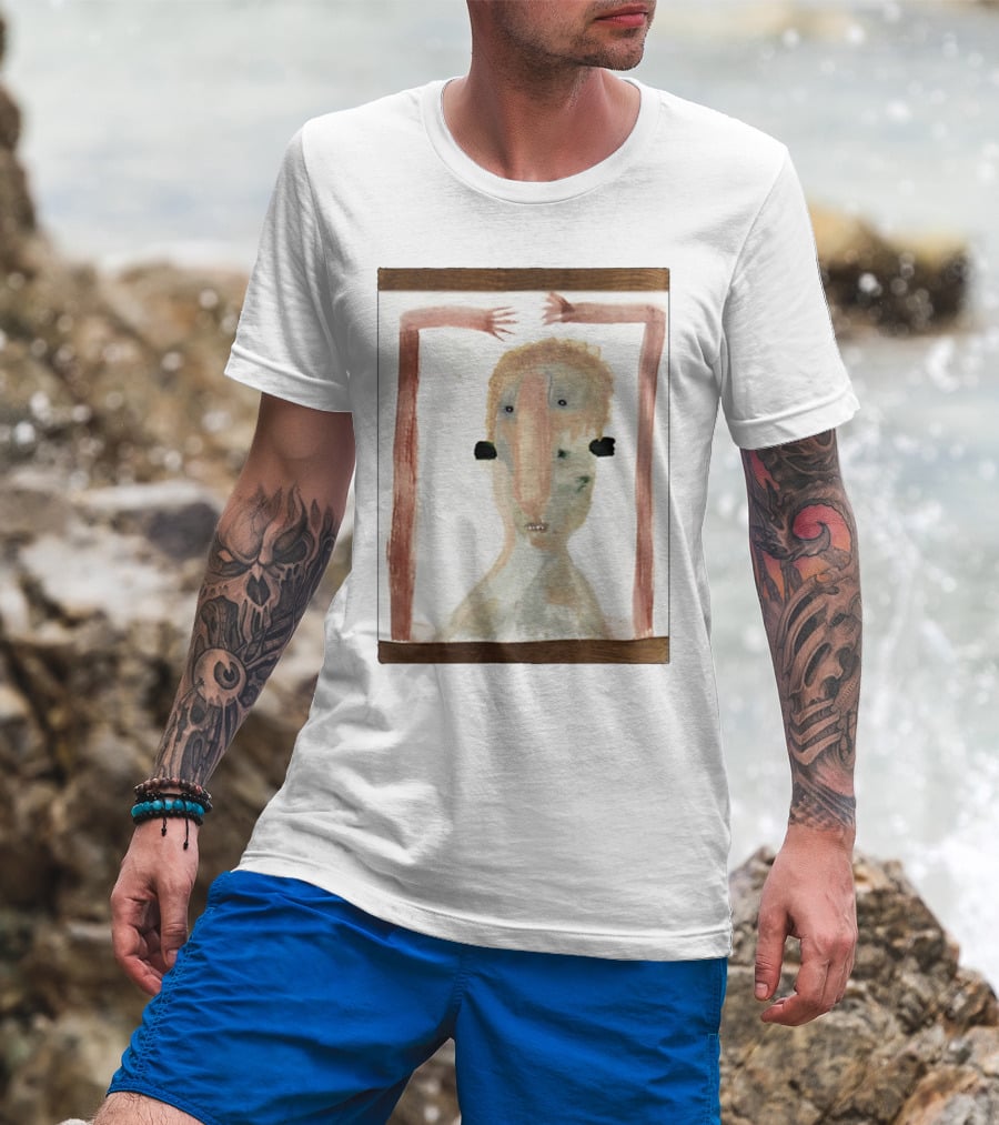 Andrew Leezus Pink Boogeyman Surreal Expressionist Character With Abstract Features T-Shirt